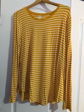 Old Navy luxe Yellow & White Striped Long Sleeve Top, size XXL